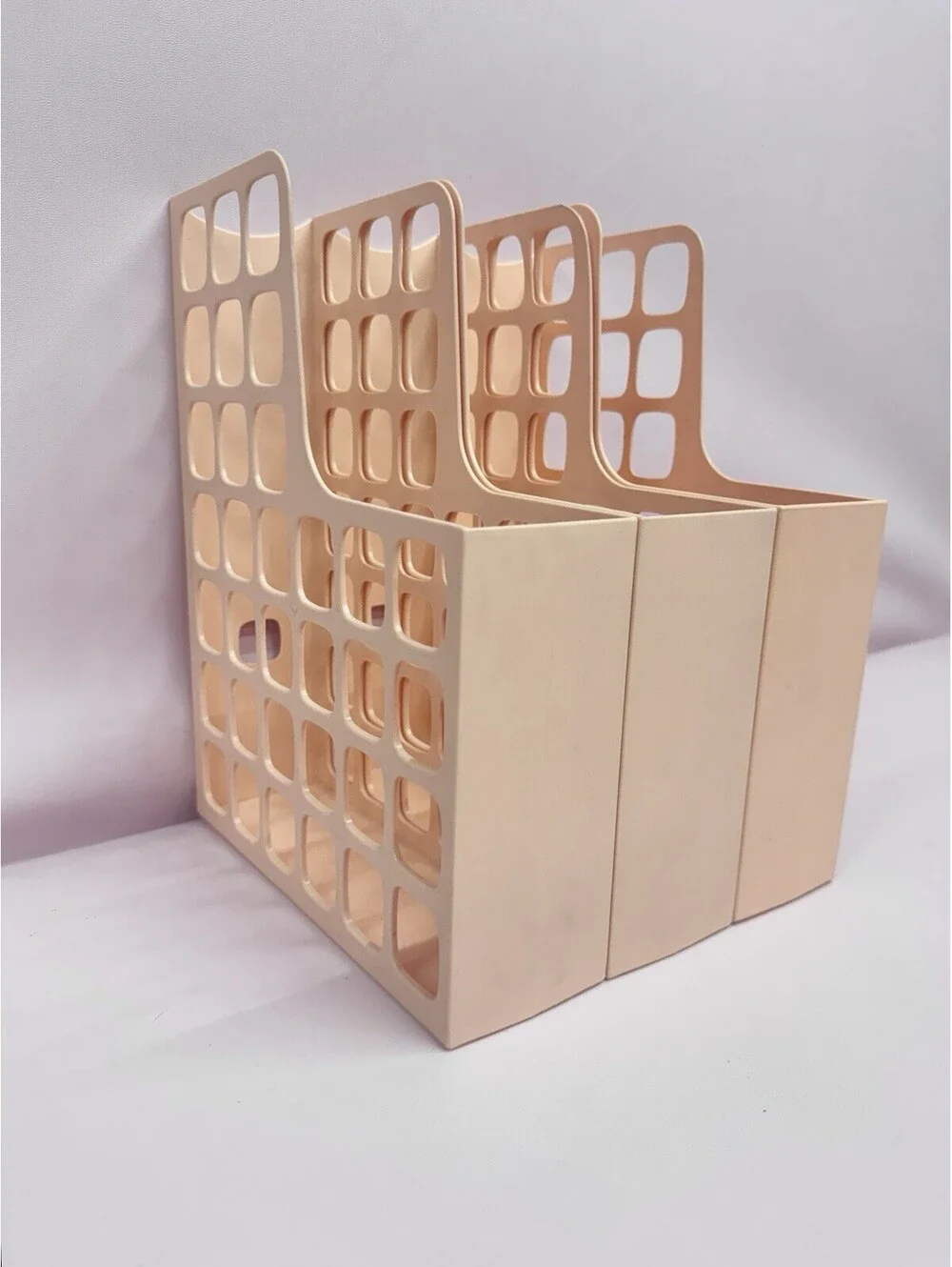 (P) Rare Set of 3 Vintage 1980s Peach Oxford DecoFile Magazine Holder Esselte